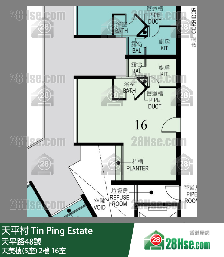 天平村 天美樓(5座)2樓 16室 平面圖