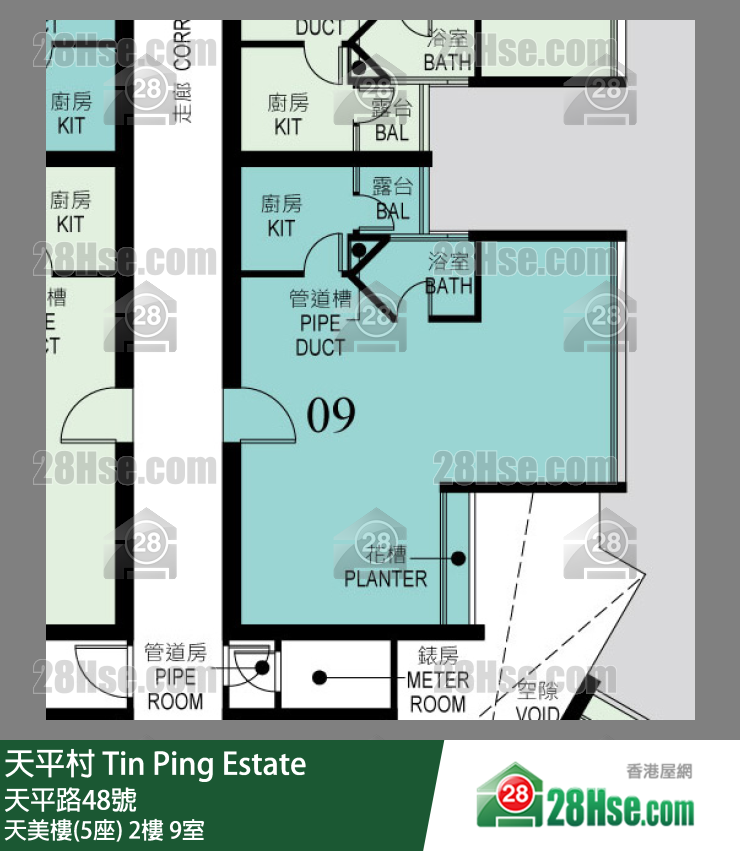 天平村 天美樓(5座)2樓 9室 平面圖
