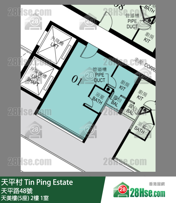 天平村 天美楼(5座)2楼 1室 平面图