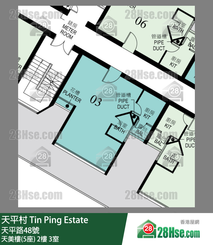 天平村 天美樓(5座)2樓 3室 平面圖