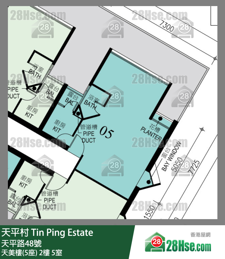 天平村 天美樓(5座)2樓 5室 平面圖