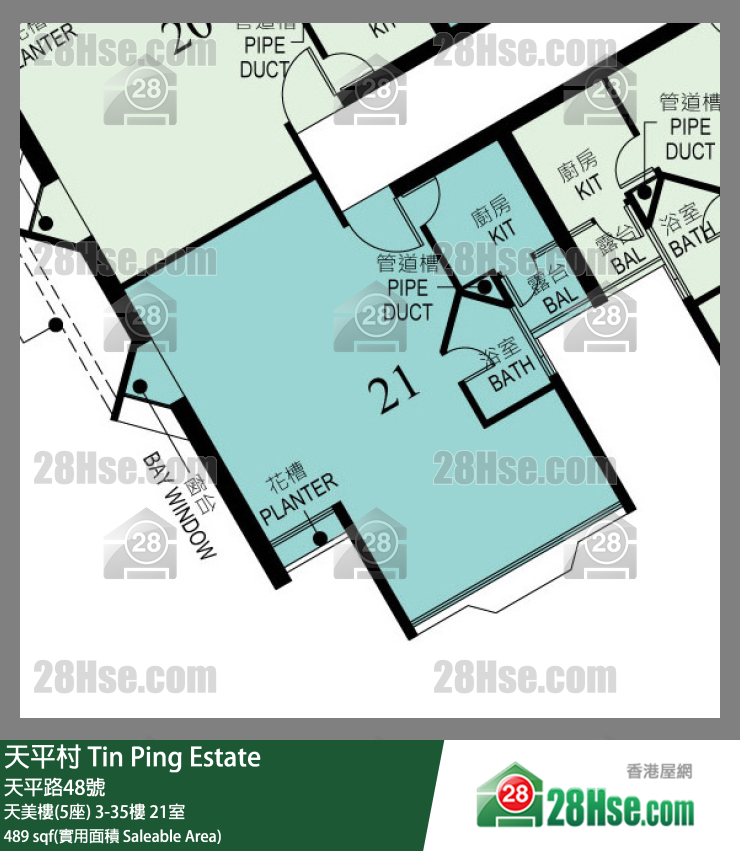 天平村 天美樓(5座) 22樓 21室 平面圖