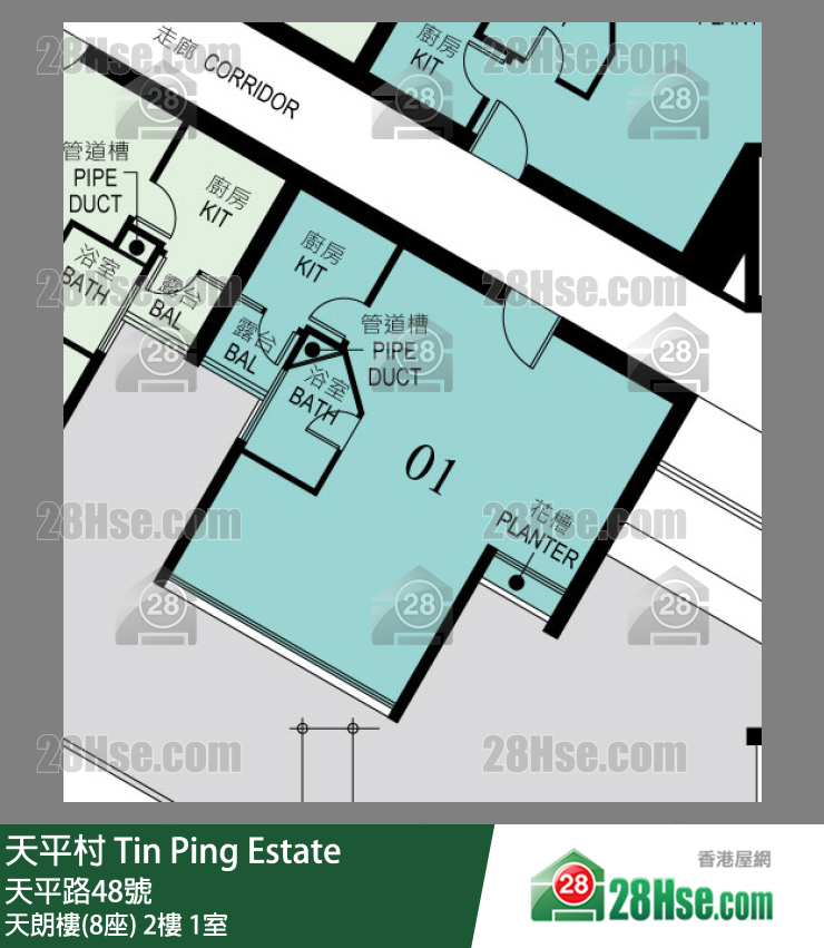 天平村 天朗樓(8座)2樓 1室 平面圖