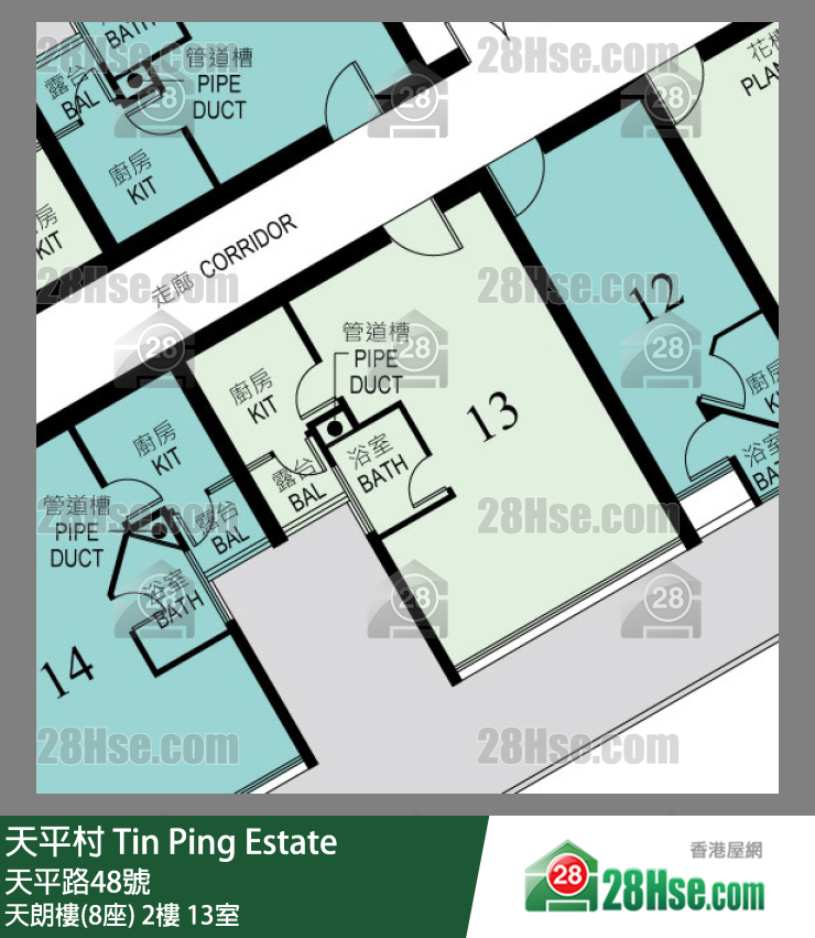 天平村 天朗樓(8座)2樓 13室 平面圖