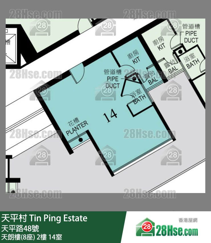 天平村 天朗樓(8座)2樓 14室 平面圖