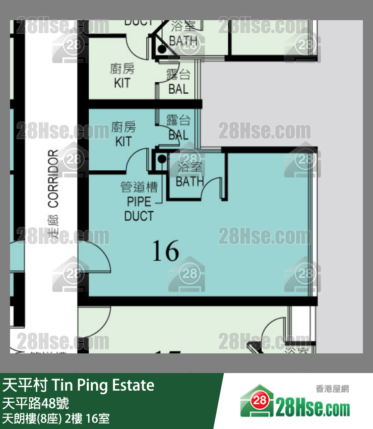 天平村 天朗樓(8座)2樓 16室 平面圖