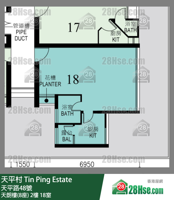 天平村 天朗樓(8座)2樓 18室 平面圖
