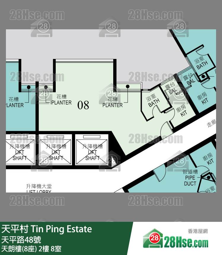 天平村 天朗樓(8座)2樓 8室 平面圖