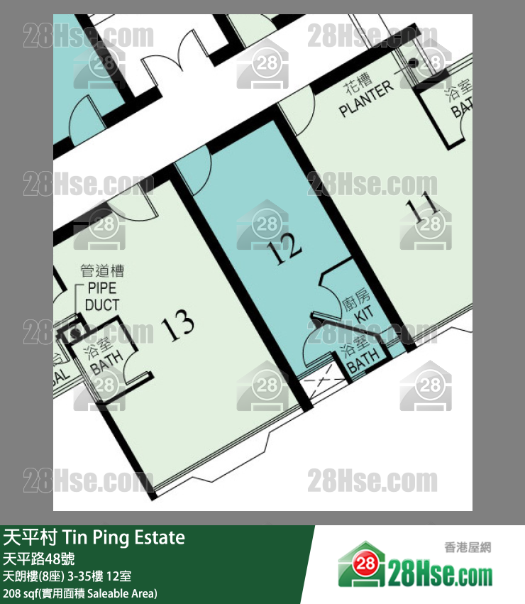 天平村 天朗樓(8座)7樓 12室 平面圖
