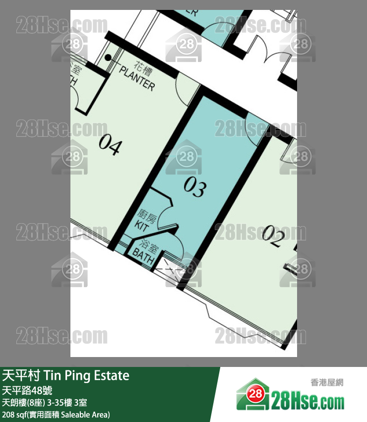 天平村 天朗樓(8座) 13樓 3室 平面圖