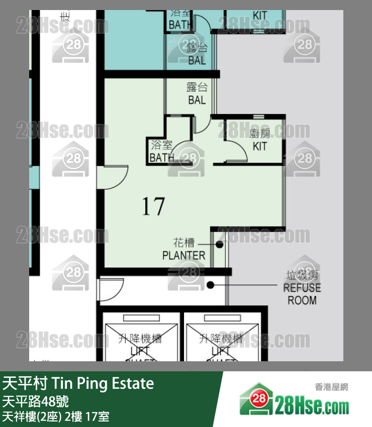 天平村 天祥樓(2座)2樓 17室 平面圖