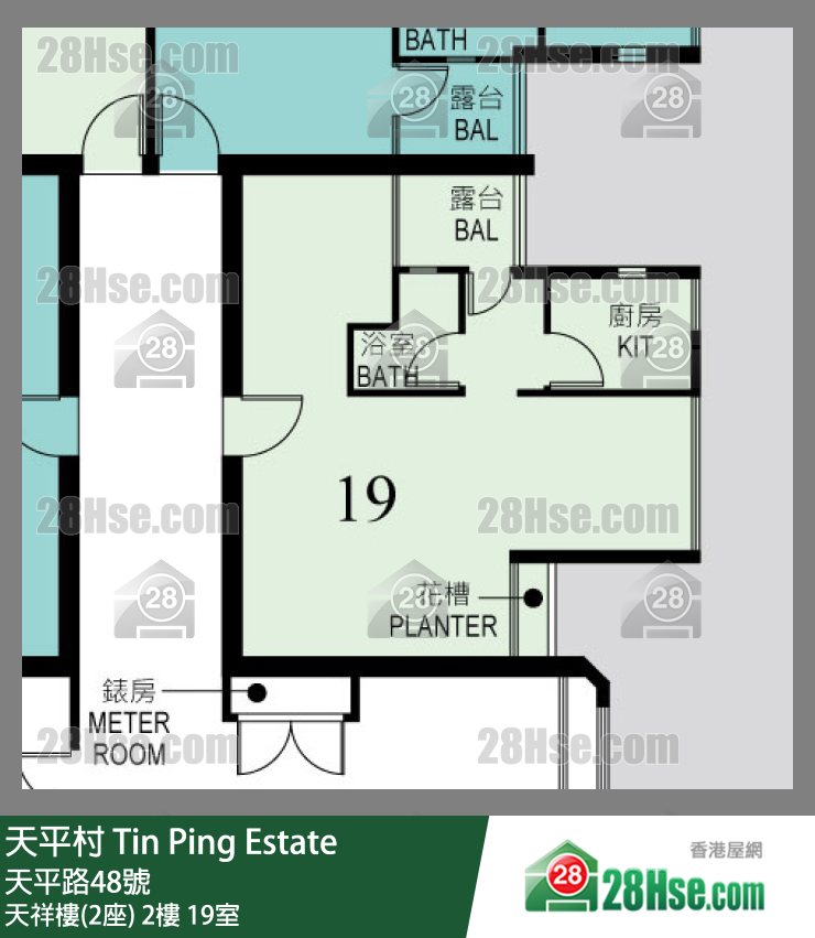 天平村 天祥樓(2座)2樓 19室 平面圖