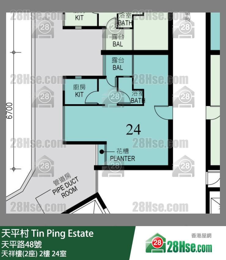 天平村 天祥樓(2座) 2樓 24室 平面圖