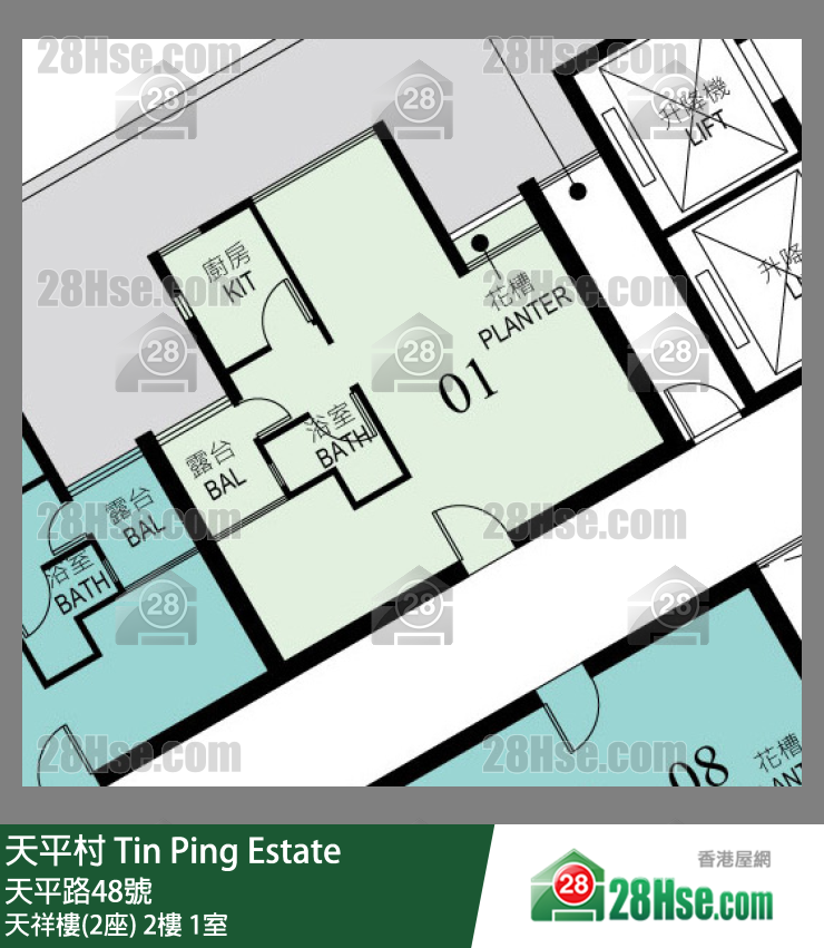 天平村 天祥楼(2座)2楼 1室 平面图