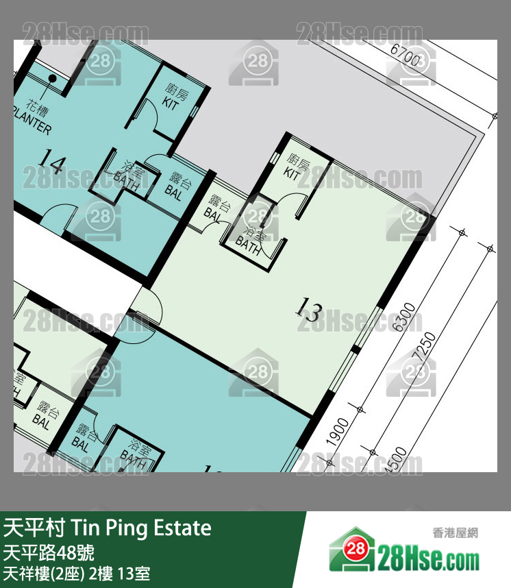 天平村 天祥樓(2座) 2樓 13室 平面圖