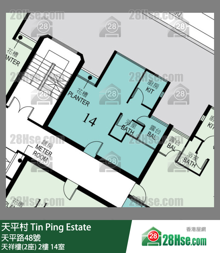 天平村 天祥樓(2座)2樓 14室 平面圖