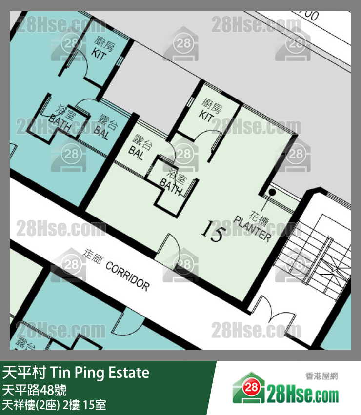 天平村 天祥樓(2座)2樓 15室 平面圖