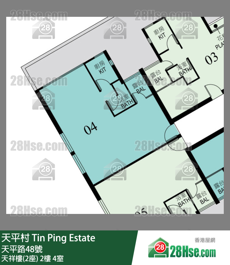 天平村 天祥樓(2座)2樓 4室 平面圖
