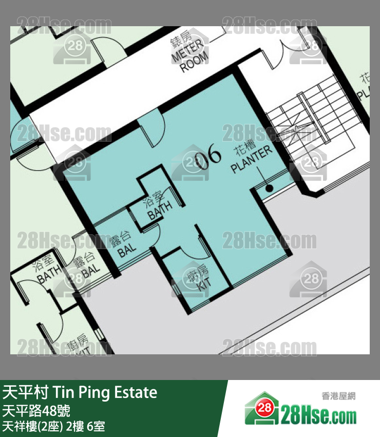 天平村 天祥樓(2座)2樓 6室 平面圖
