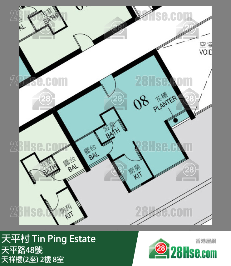 天平村 天祥樓(2座)2樓 8室 平面圖