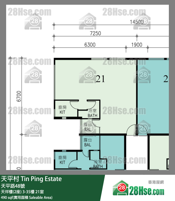 天平村 天祥樓(2座)24樓 21室 平面圖