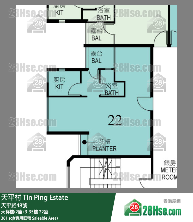 天平村 天祥樓(2座)28樓 22室 平面圖