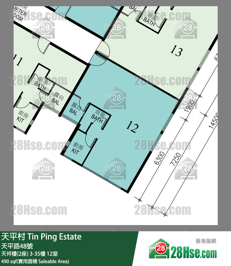 天平村 天祥樓(2座)18樓 12室 平面圖