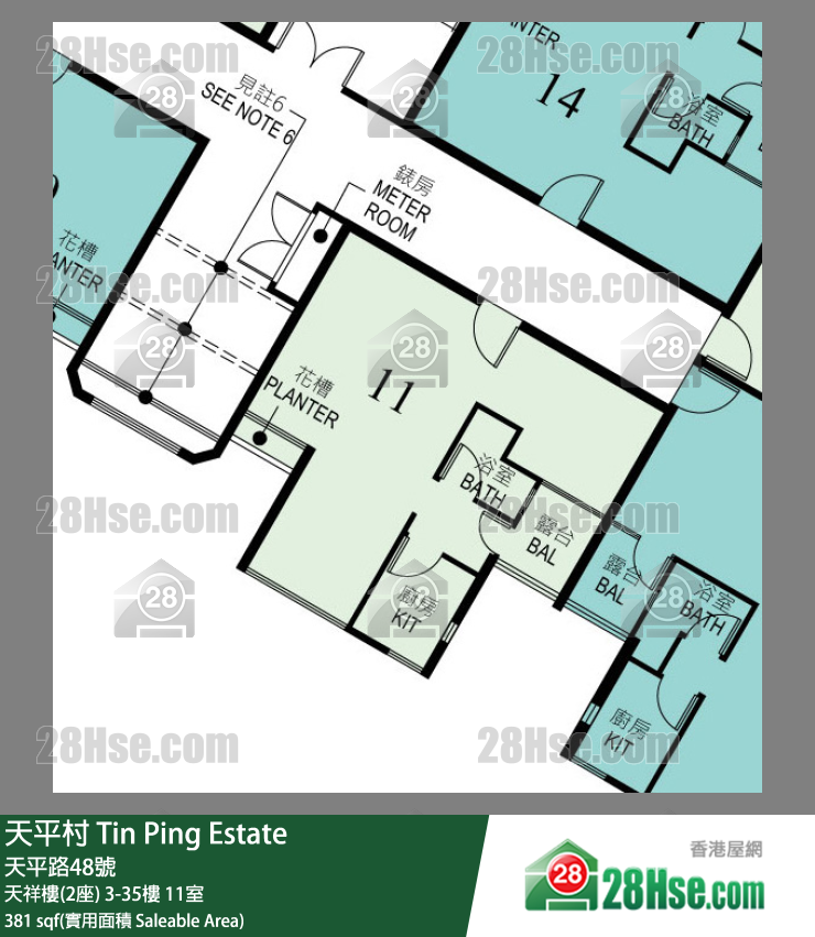天平村 天祥樓(2座) 22樓 11室 平面圖