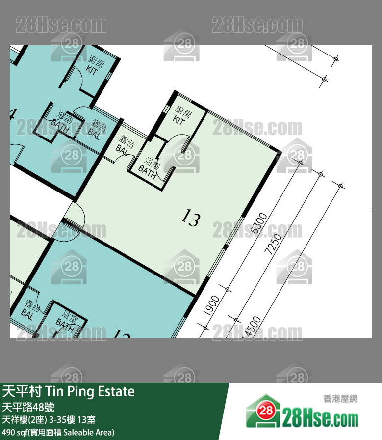 天平村 天祥樓(2座)28樓 13室 平面圖
