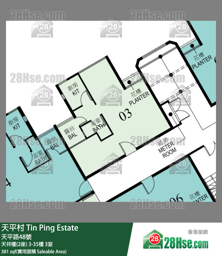 天平村 天祥樓(2座)32樓 3室 平面圖