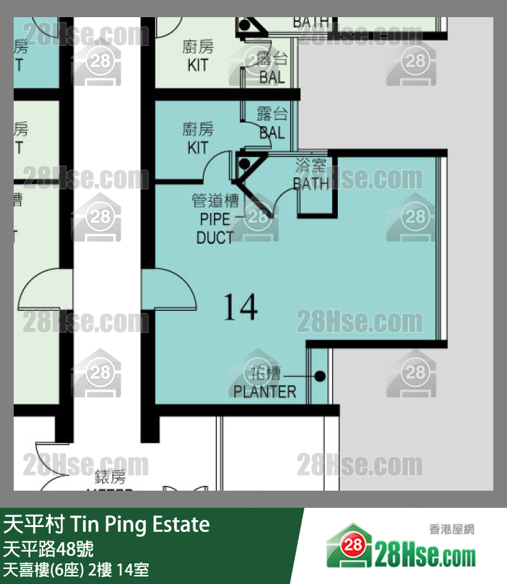 天平村 天喜樓(6座)2樓 14室 平面圖