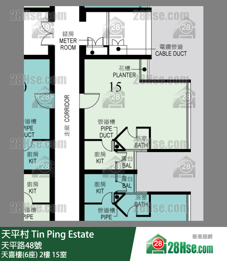 天平村 天喜樓(6座)2樓 15室 平面圖