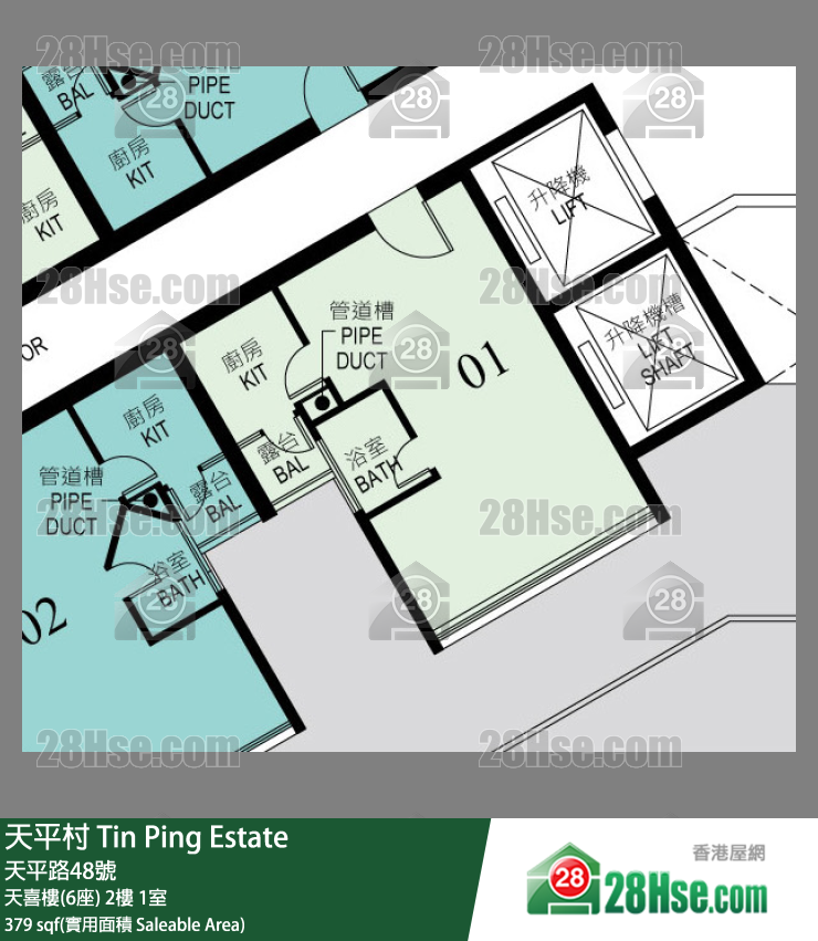 天平村 天喜樓(6座) 2樓 1室 平面圖
