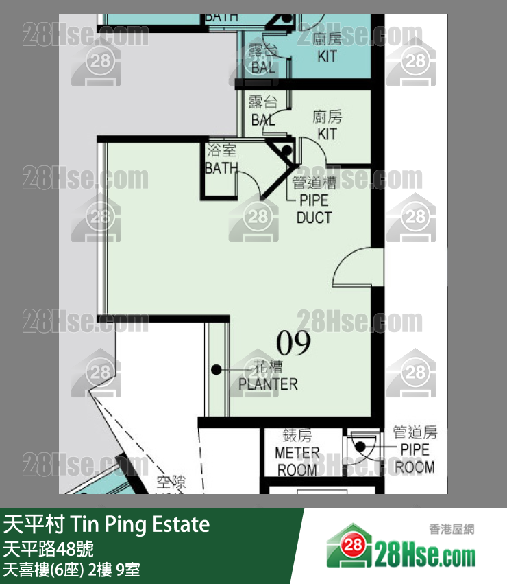 Tin Ping Estate,  Flat 9, 2/f, Block 6 FloorPlan