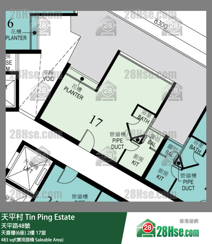 天平村 天喜樓(6座)2樓 17室 平面圖