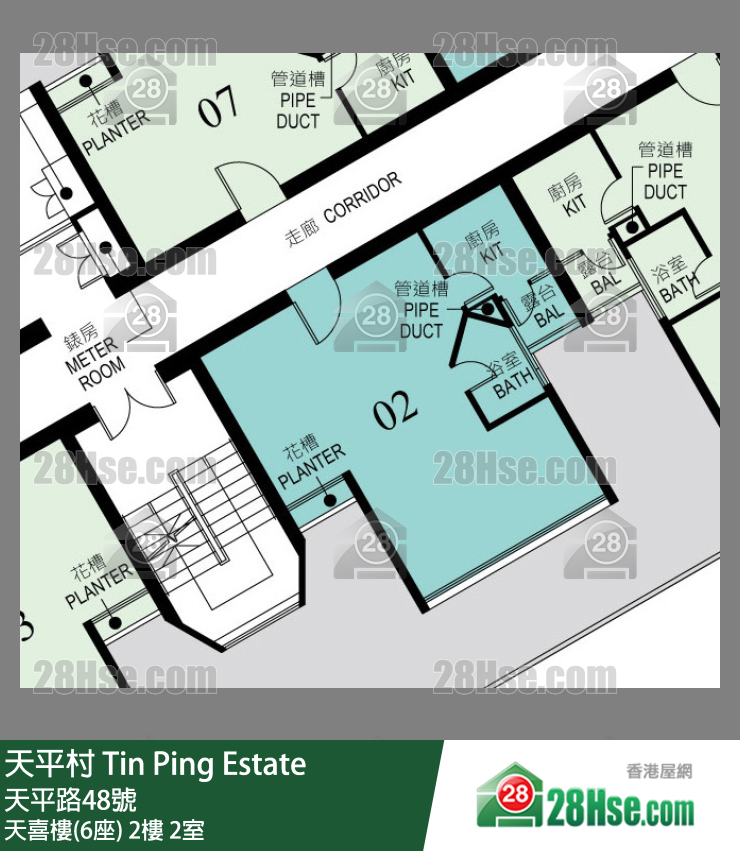 天平村 天喜樓(6座) 2樓 2室 平面圖