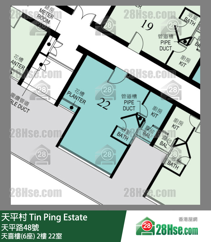 天平村 天喜樓(6座) 2樓 22室 平面圖