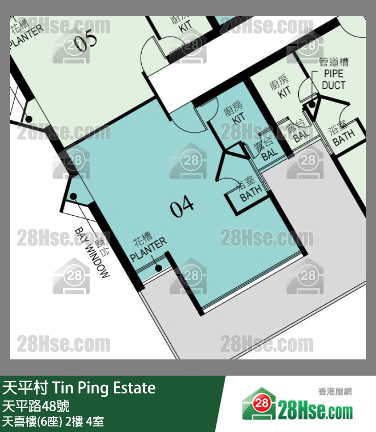 天平村 天喜樓(6座)2樓 4室 平面圖