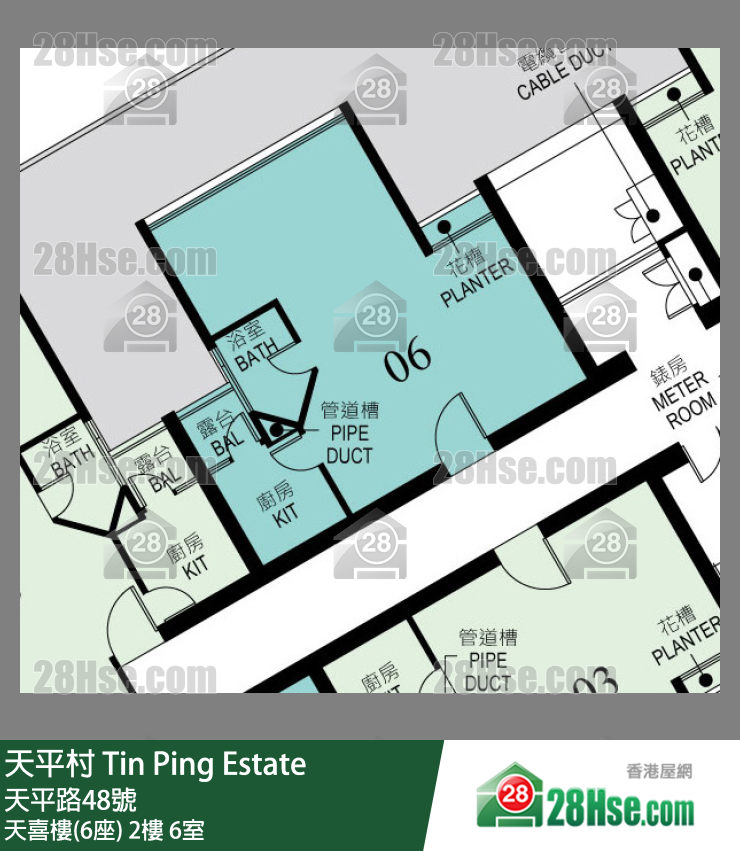 天平村 天喜樓(6座)2樓 6室 平面圖