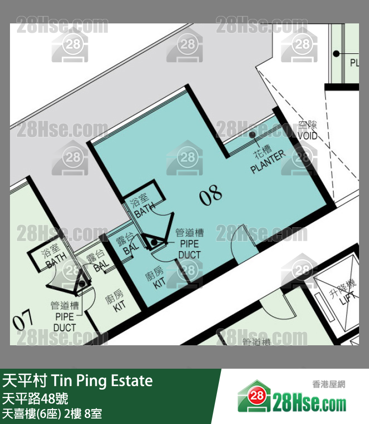 天平村 天喜樓(6座)2樓 8室 平面圖