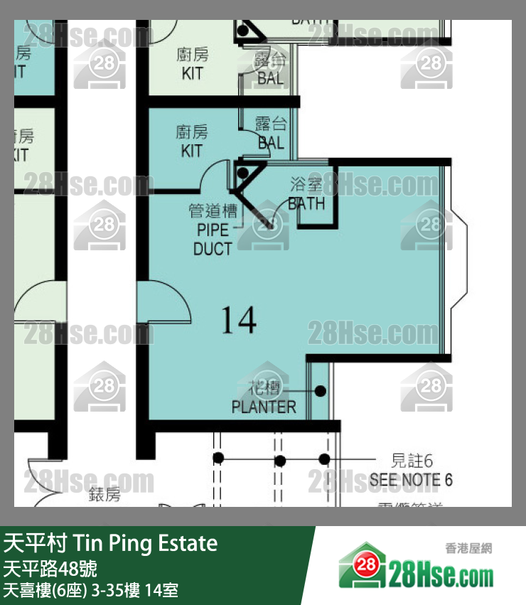 天平村 天喜樓(6座)19樓 14室 平面圖