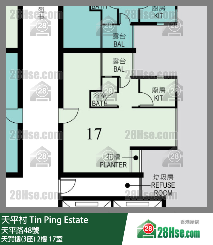 天平村 天賀樓(3座)2樓 17室 平面圖