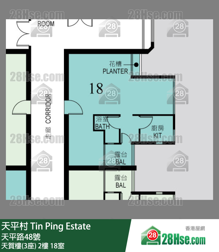 天平村 天賀樓(3座)2樓 18室 平面圖