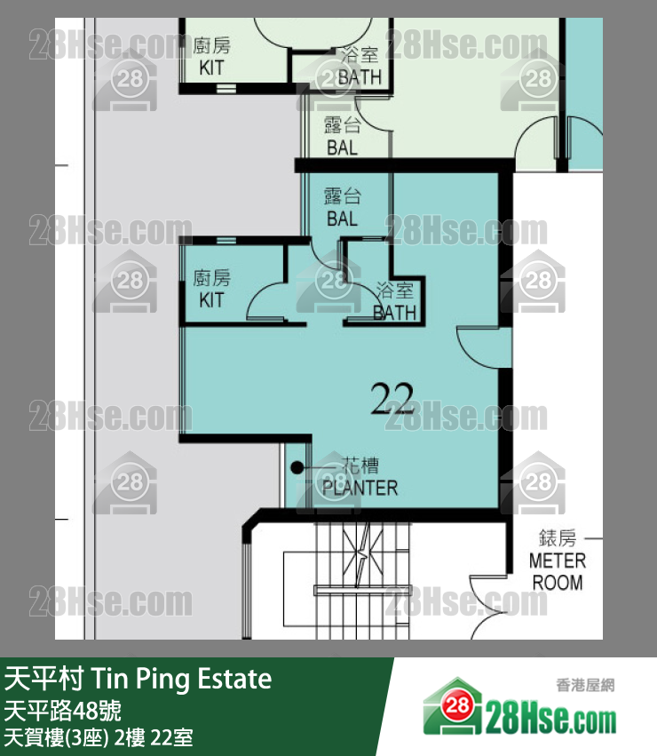 天平村 天賀樓(3座)2樓 22室 平面圖