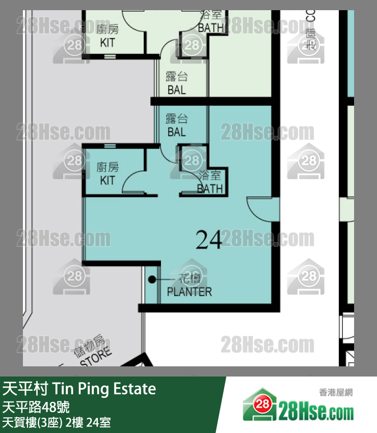 天平村 天賀樓(3座)2樓 24室 平面圖