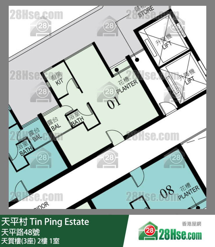 天平村 天賀樓(3座)2樓 1室 平面圖