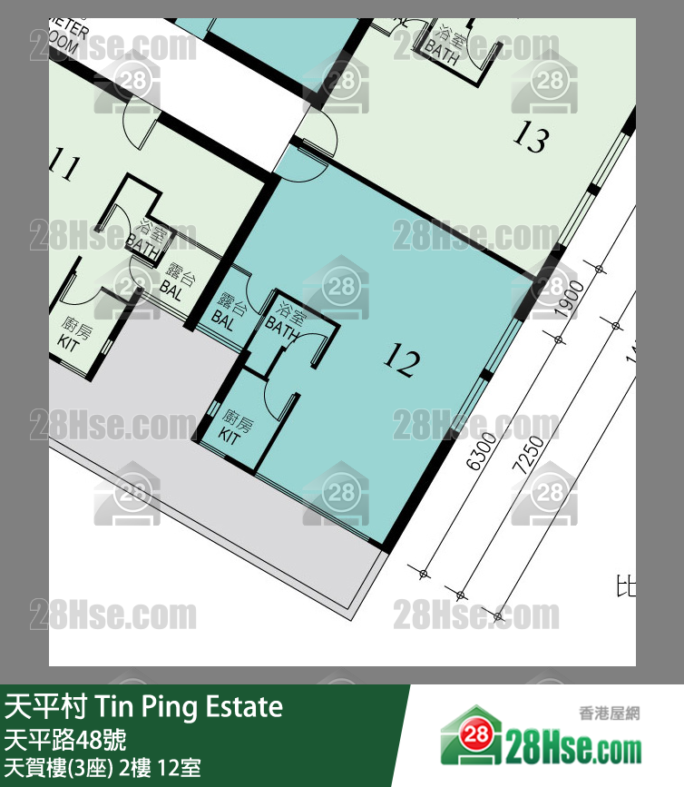 天平村 天贺楼(3座)2楼 12室 平面图