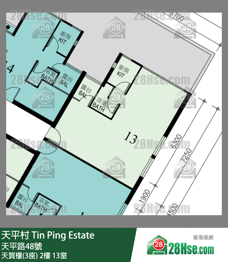 天平村 天賀樓(3座)2樓 13室 平面圖