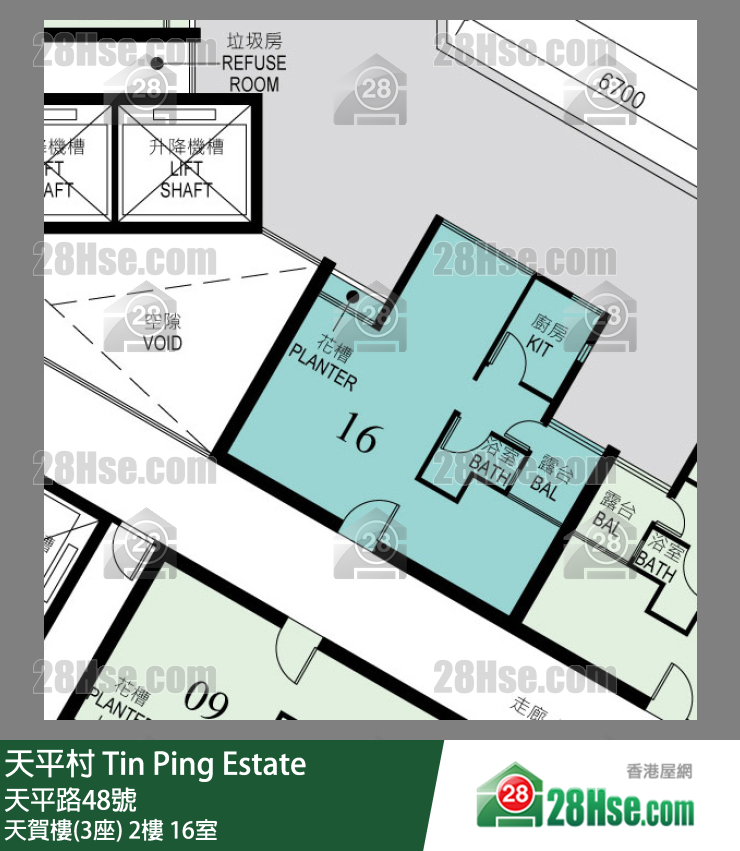 天平村 天賀樓(3座)2樓 16室 平面圖
