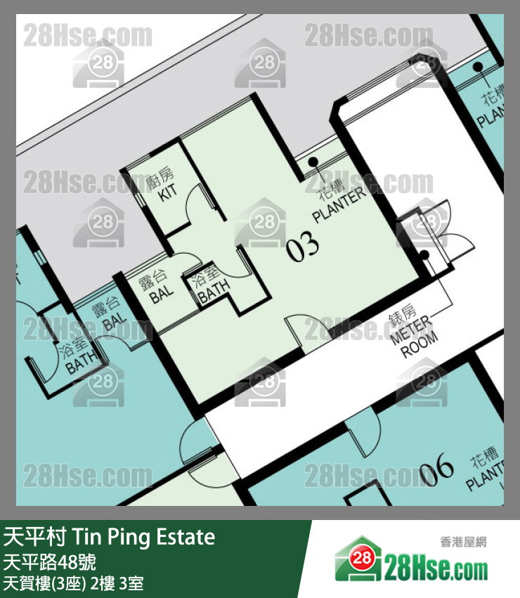 天平村 天賀樓(3座)2樓 3室 平面圖